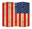 84" X 84" Blue And Red Wood Canvas American Flag Screen