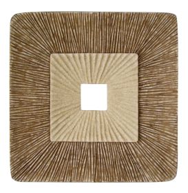 14" X 14" X 2" Brown Concave Square Double Layer Ribbed  Wall Art Set Of 2