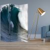 48 X 72 Multi Color Wood Canvas Wave  Screen