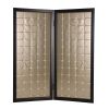 59" X 67" Gold Wood & Fabric  Screen