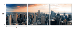 24" Multicolor Canvas 3 Horizontal Panels Nyc Photo