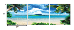 24" Multicolor Canvas 3 Panels Beach Photo