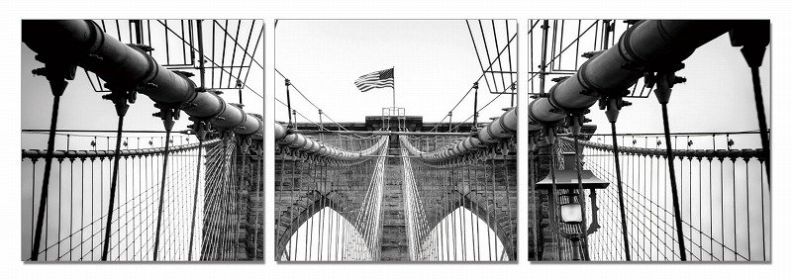 24" Black And White Canvas 3 Horizontal Panels Photo