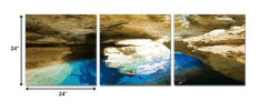 24" Canvas 3 Panels Blue Grotto Color Photo