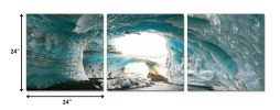 24" Multicolor Canvas 3 Horizontal Panels Ice Cave Photo