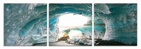 24" Multicolor Canvas 3 Horizontal Panels Ice Cave Photo