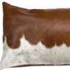 12" X 20" Brown and White Cowhide Throw Pillow