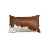 12" X 20" Brown and White Cowhide Throw Pillow