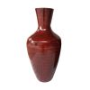 30" Red Lacquer Spun Bamboo Floor Vase