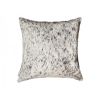 18" Gray and White Cowhide Throw Pillow