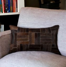 12" X 20" Chocolate Cowhide Throw Pillow