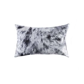 18" X 18" X 5" Salt And Pepper Black And White Cowhide  Pillow