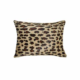 12" X 20" Black and Orange Cowhide Throw Pillow