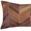 12" X 20" Brown and Tan Chevron Cowhide Throw Pillow