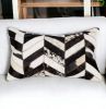 12" X 20" Black and Off White Chevron Cowhide Throw Pillow