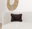 Rectangular Soft Chocolate Natural Sheepskin Fur Lumbar Pillow