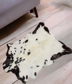 2' X 3' White And Black Calfskin - Area Rug