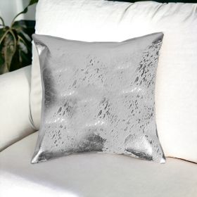 18" Silver Abstract Cowhide Throw Pillow