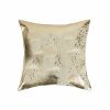 18" Beige Cowhide Throw Pillow