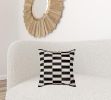 18" X 18" X 5" Black And White Linear Cowhide  Pillow