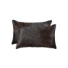 Set of Two 12" X 20" Chocolate Cowhide Throw Pillow