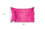 Set of Two 12" X 20" Fuschia Cowhide Throw Pillow