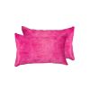 Set of Two 12" X 20" Fuschia Cowhide Throw Pillow