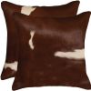 18" X 18" X 5" Brown And White Cowhide  Pillow 2 Pack