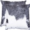 Set of Two 18" Gray and White Cowhide Throw Pillow