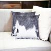 Set of Two 18" Gray and White Cowhide Throw Pillow