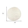 72" Off White Circular Faux Fur Area Rug