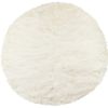 72" Off White Circular Faux Fur Area Rug