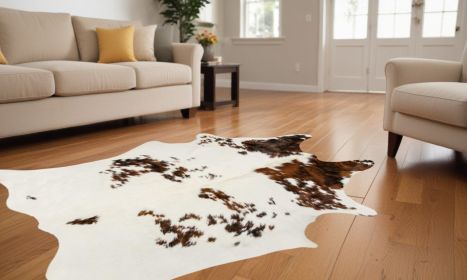 72" X 84" Salt & Pepper Cowhide Rug - S&P Chocolate White