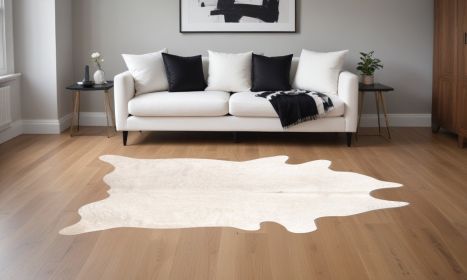 60" X 84" Off White Cowhide  Rug