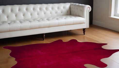 60" X 84" Burgundy Cowhide - Area Rug