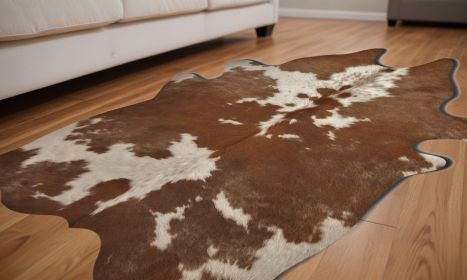 60" X 84" Brown And White Cowhide - Area Rug