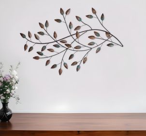 Distressed Metal Blowing Leaves Wall Decor