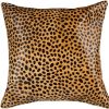 18" X 18" Orange and Black Animal Print Cowhide Zippered Pillow