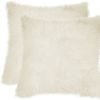 Set of Two 18" Natural Sheepskin Throw Pillows