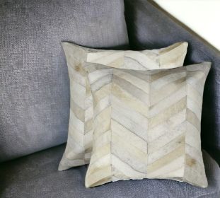 Set of Two Natural Cowhide Throw Pillow