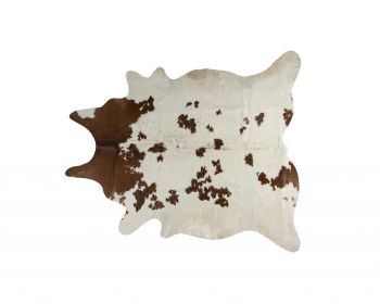 72" X 84" White And Brown Cowhide  Rug