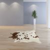 72" X 84" White And Brown Cowhide  Rug