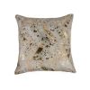 18" Natural & Gold Cowhide Throw Pillow