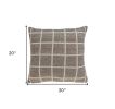 20" X 7" X 20" Transitional Tan Cotton Accent Pillow Cover With Poly Insert