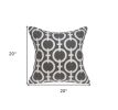 20" X 7" X 20" Transitional Gray And White Accent Pillow Cover With Poly Insert