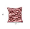 20" X 7" X 20" Transitional Red And White Pillow Cover With Poly Insert