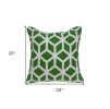 20" X 7" X 20" Transitional Green And White Pillow Cover With Poly Insert