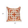 20" X 7" X 20" Transitional Orange And Off White Pillow Cover With Poly Insert