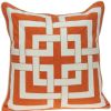 20" X 7" X 20" Transitional Orange And Off White Pillow Cover With Poly Insert