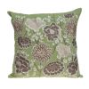 20" X 20" Green Floral Cotton Down Pillow